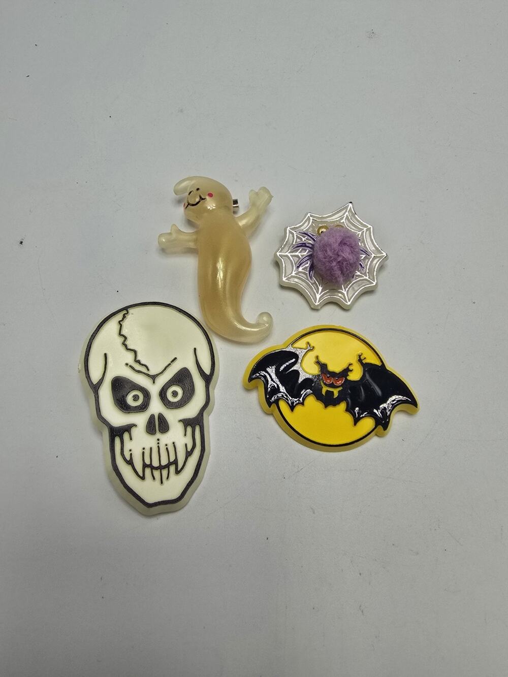 Vintage Halloween Hallmark Pins Ghost Bat Spider Skull